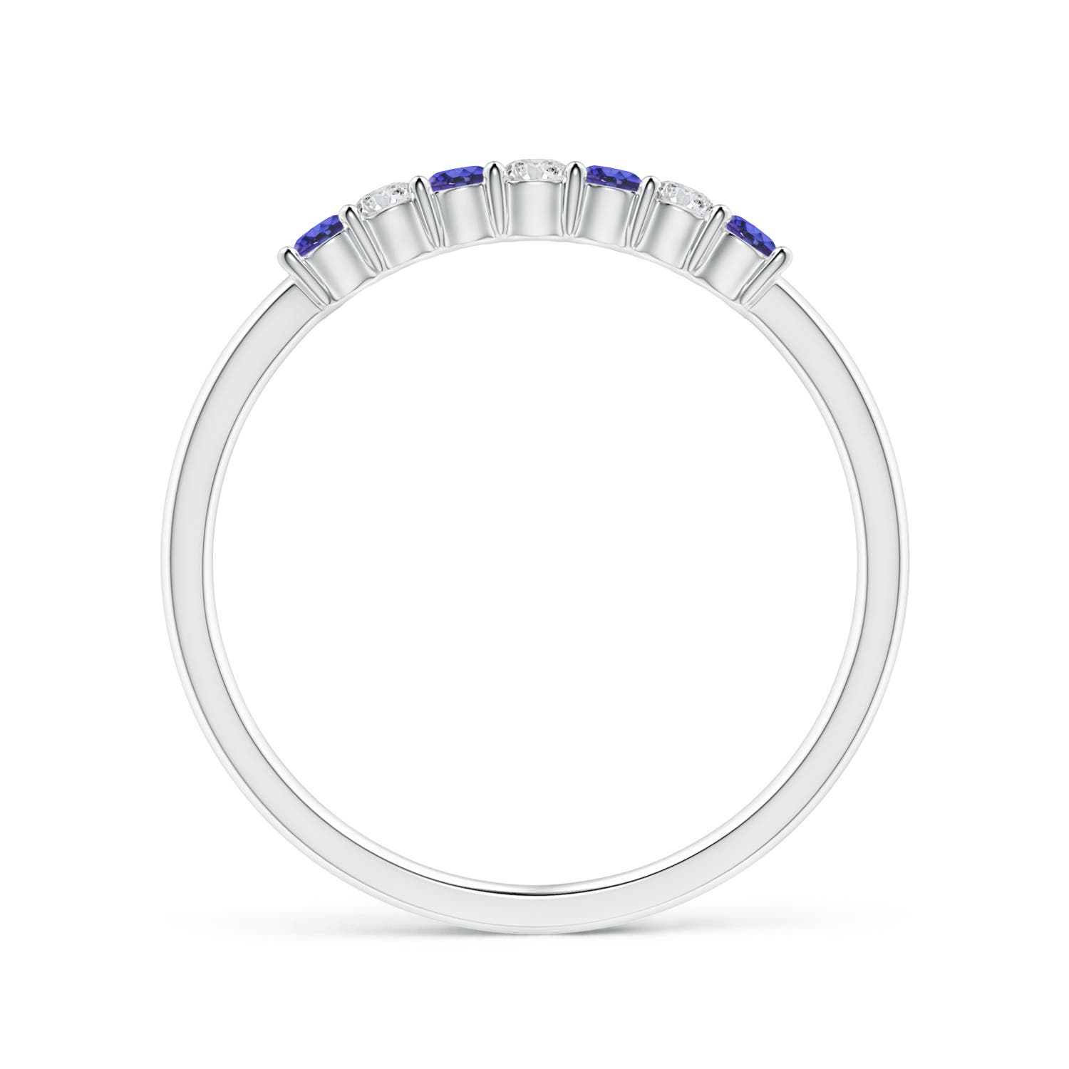 ANGARA Natural Half Eternity Tanzanite and Diamond Wedding Band in Silver (2mm) - Picture 21 of 37