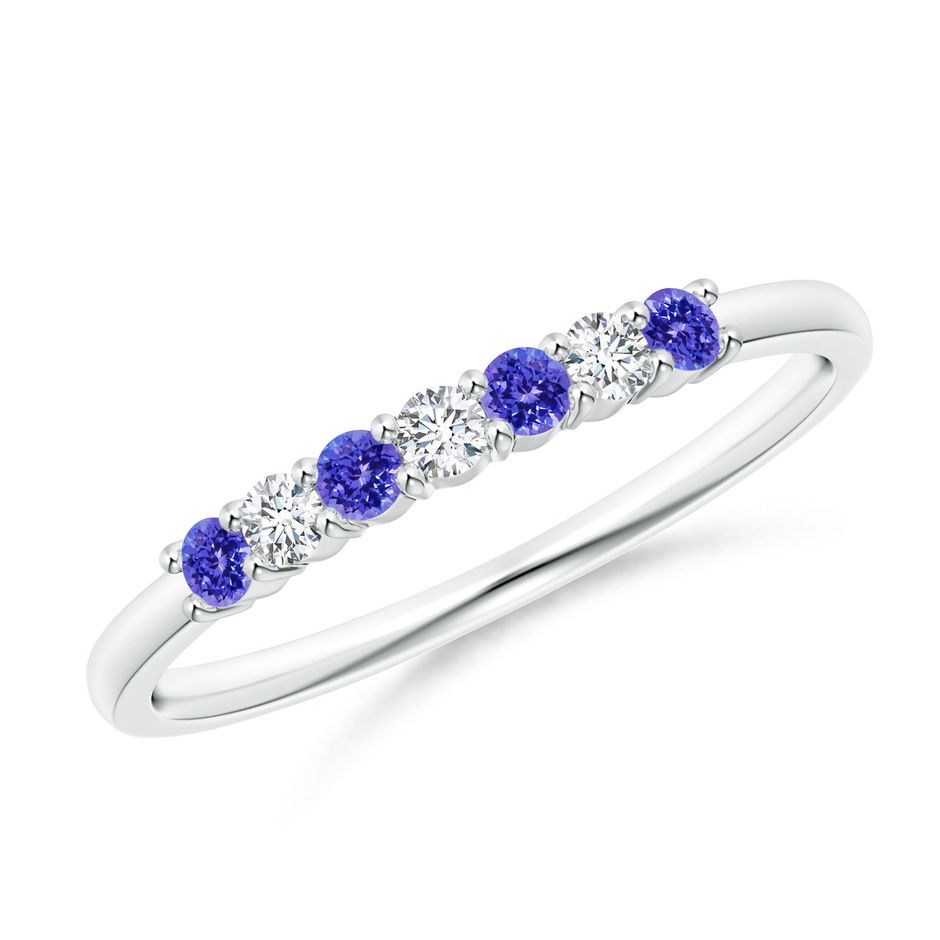 2mm AAAA Half Eternity 7 Stone Tanzanite and Diamond Wedding Band in P950 Platinum 