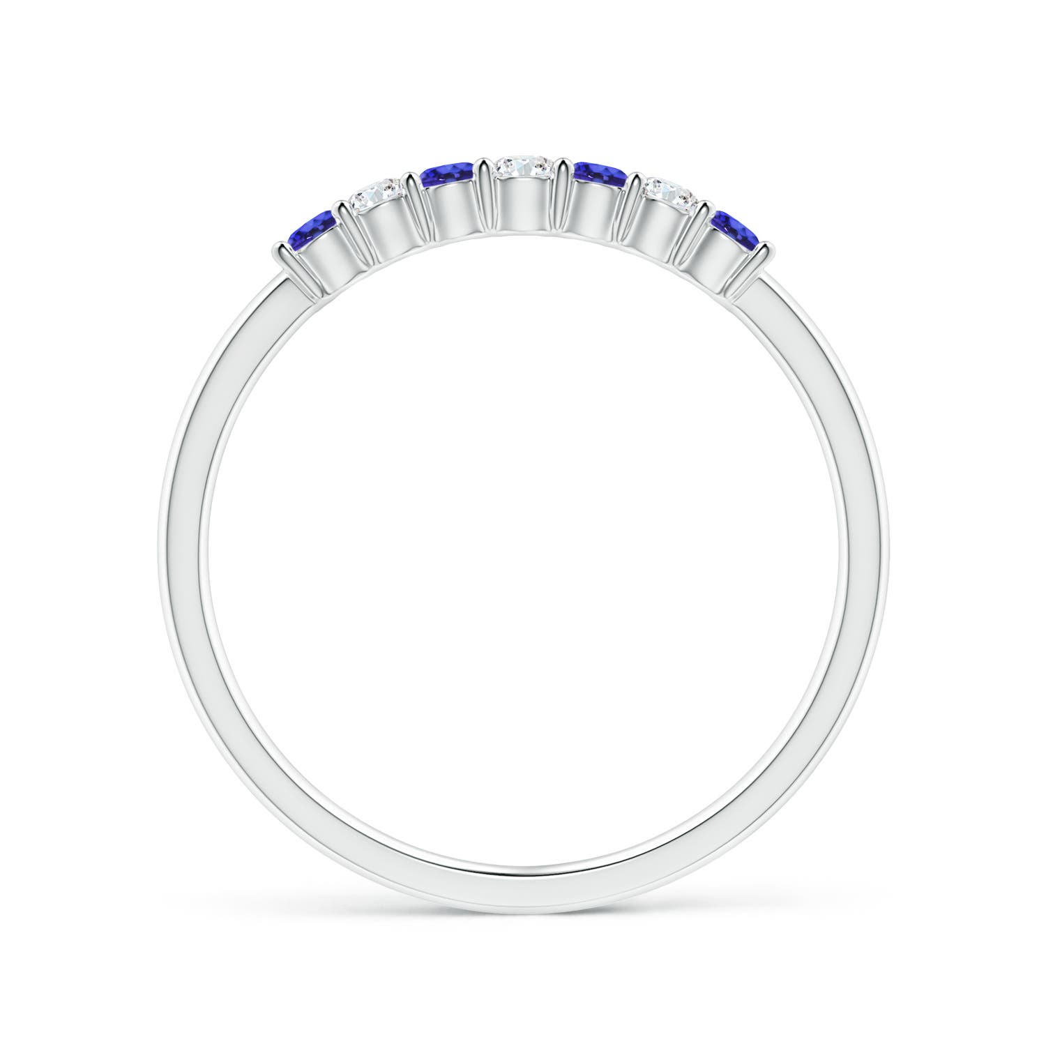ANGARA Natural Half Eternity Tanzanite and Diamond Wedding Band in Silver (2mm) - Picture 30 of 37