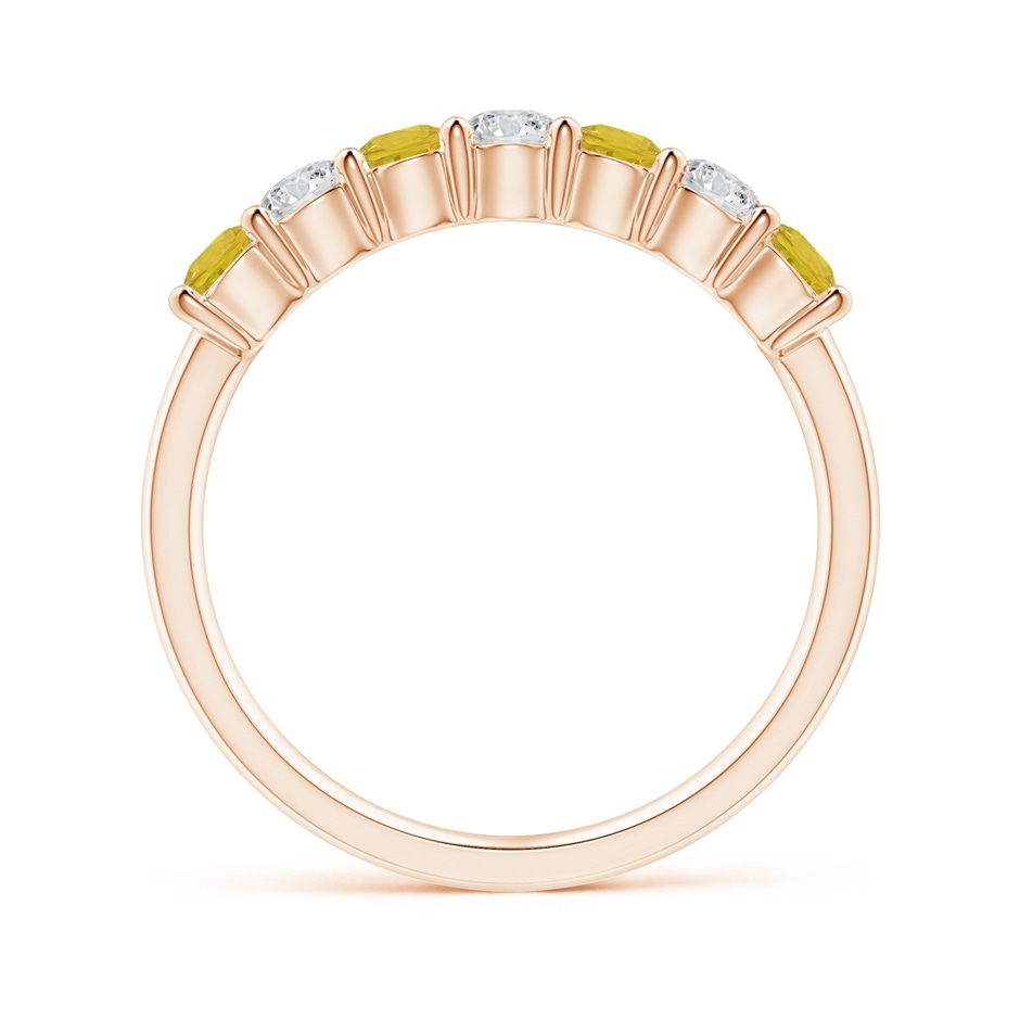 3mm AAA Half Eternity 7 Stone Yellow Sapphire & Diamond Wedding Band in Rose Gold side-1