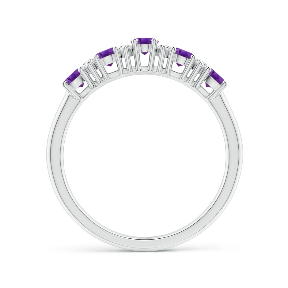 4x3mm AAA Five Stone Amethyst and Diamond Wedding Band in P950 Platinum side-1