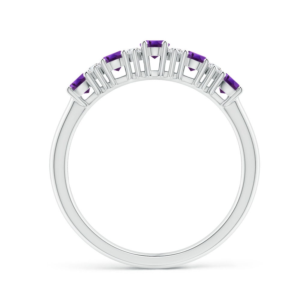 4x3mm AAAA Five Stone Amethyst and Diamond Wedding Band in P950 Platinum - side_1