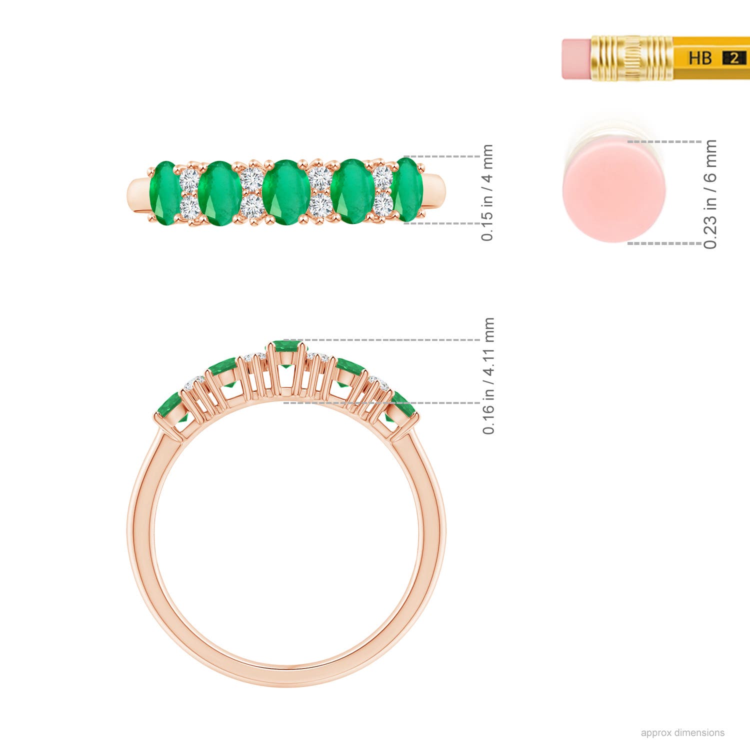 A - Emerald / 0.71 CT / 14 KT Rose Gold