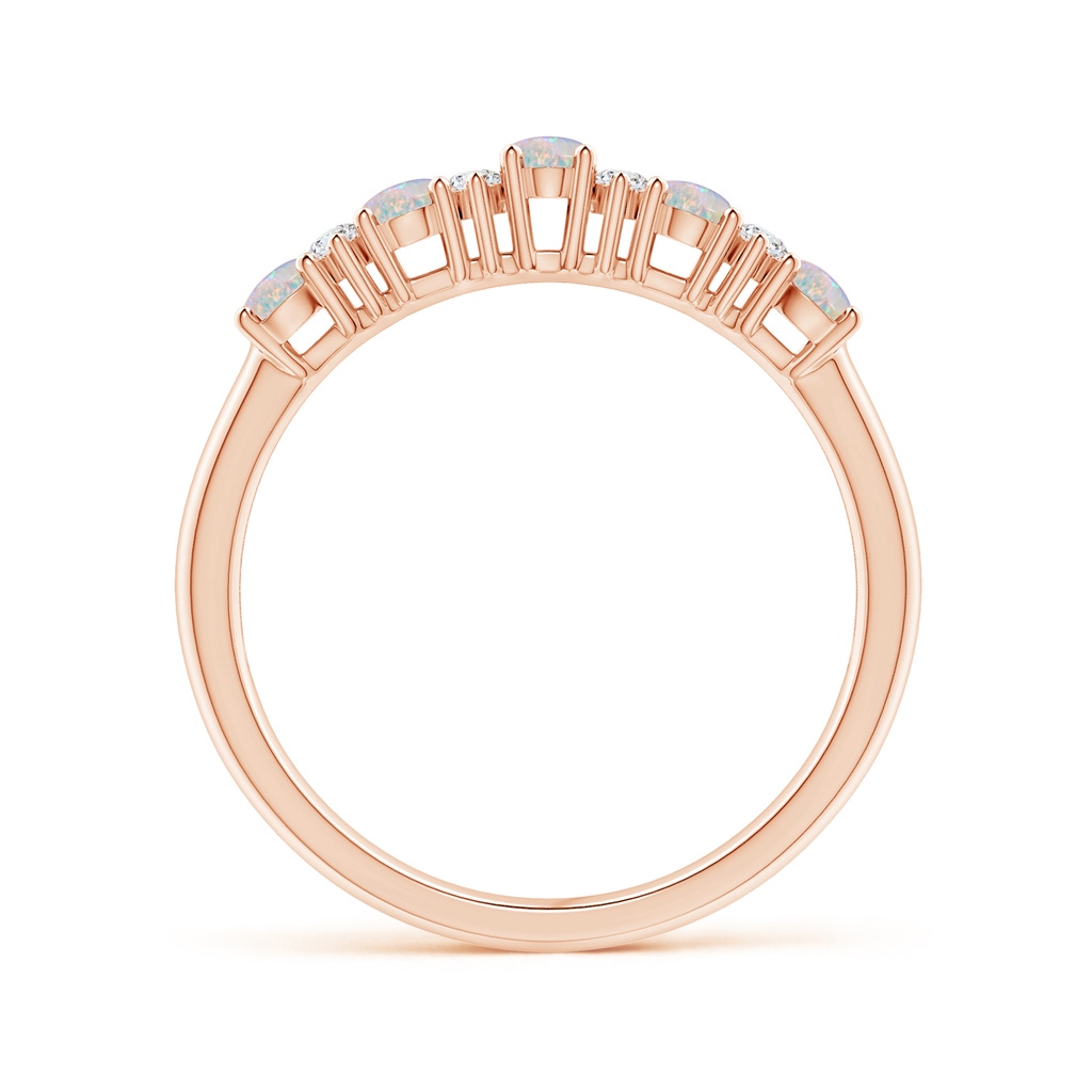 4x3mm AAAA Five Stone Opal and Diamond Wedding Band in Rose Gold Side-1