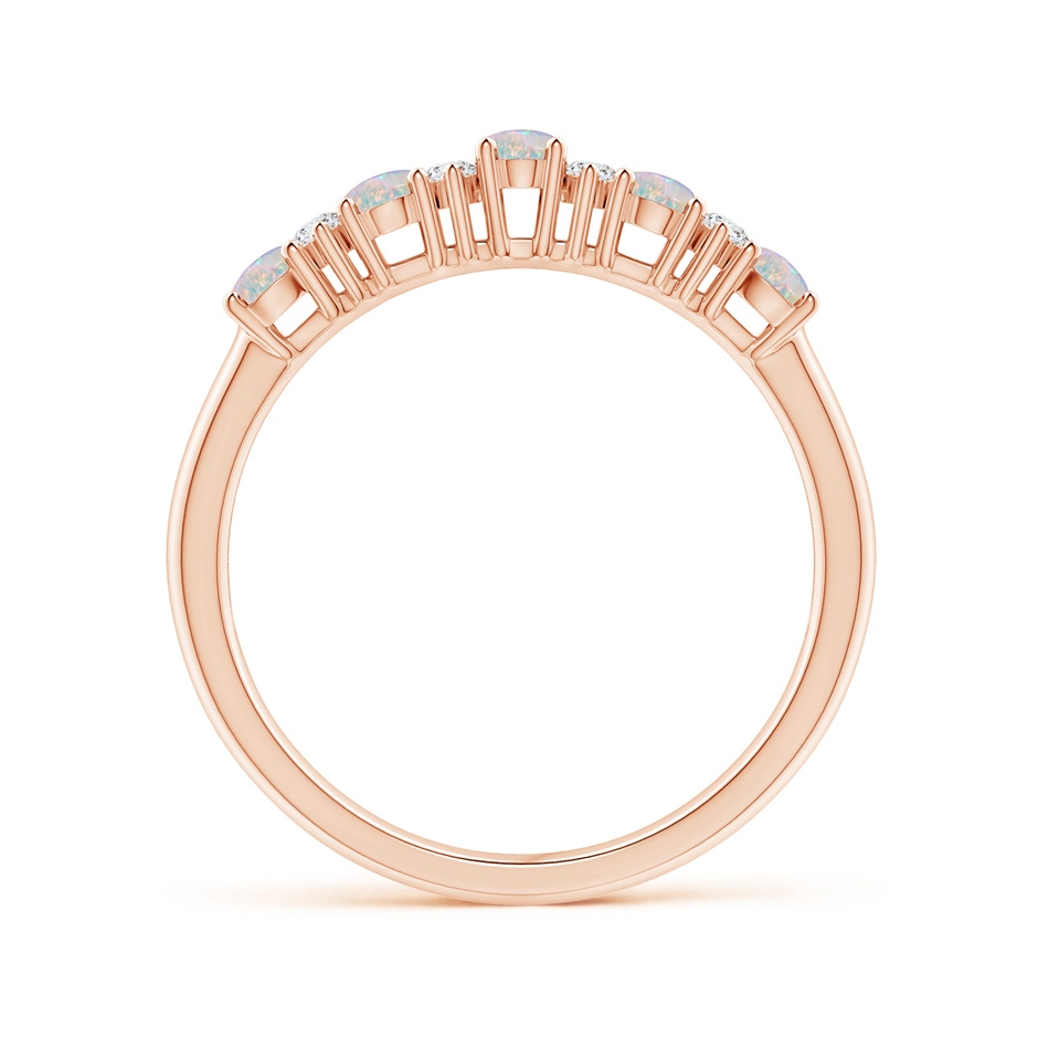 4x3mm AAAA Five Stone Opal and Diamond Wedding Band in Rose Gold side-1