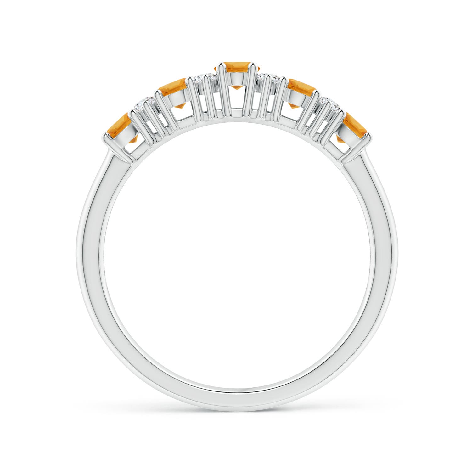 4x3mm A Five Stone Orange Sapphire and Diamond Wedding Band in P950 Platinum - side 2