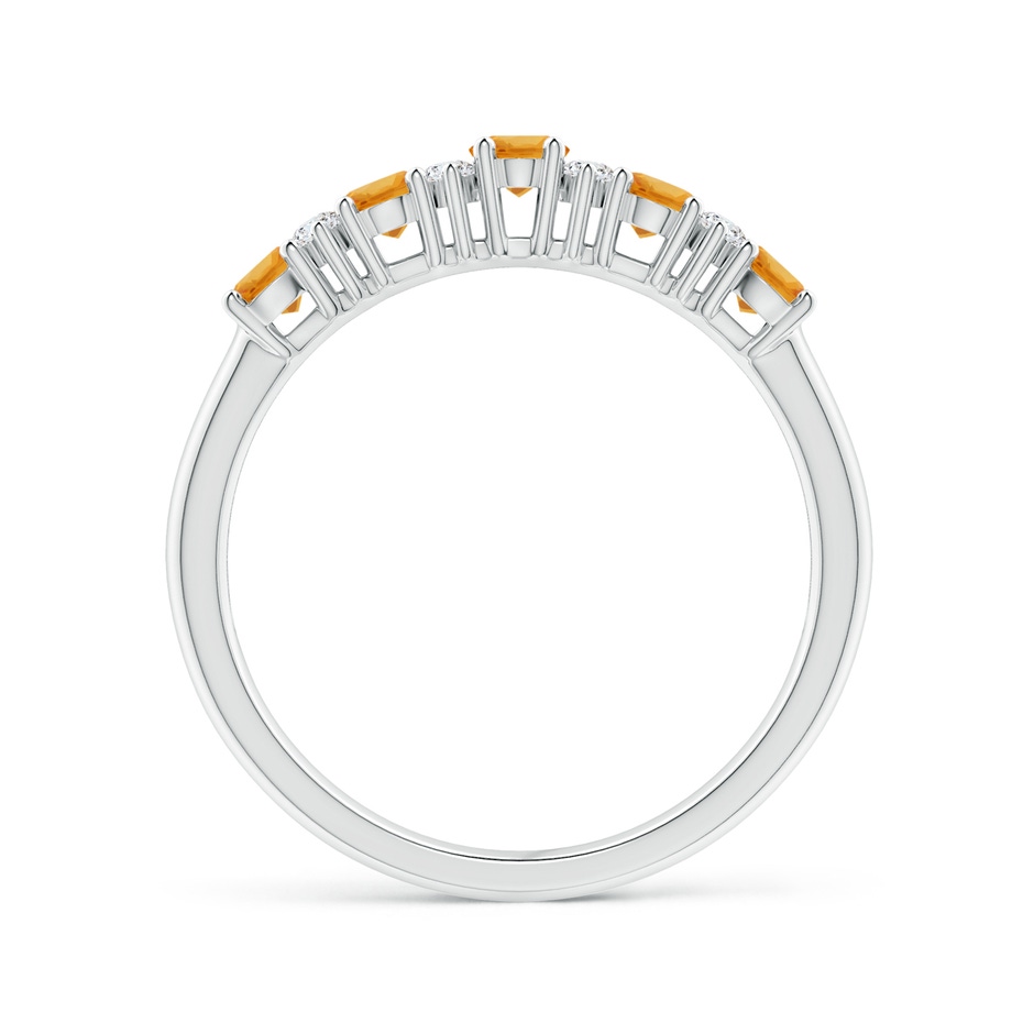 4x3mm A Five Stone Orange Sapphire and Diamond Wedding Band in White Gold side-1