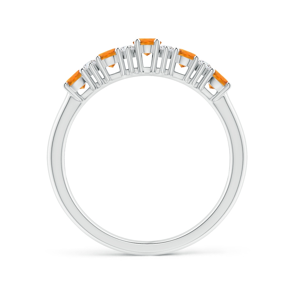 4x3mm AAA Five Stone Orange Sapphire and Diamond Wedding Band in P950 Platinum side-1