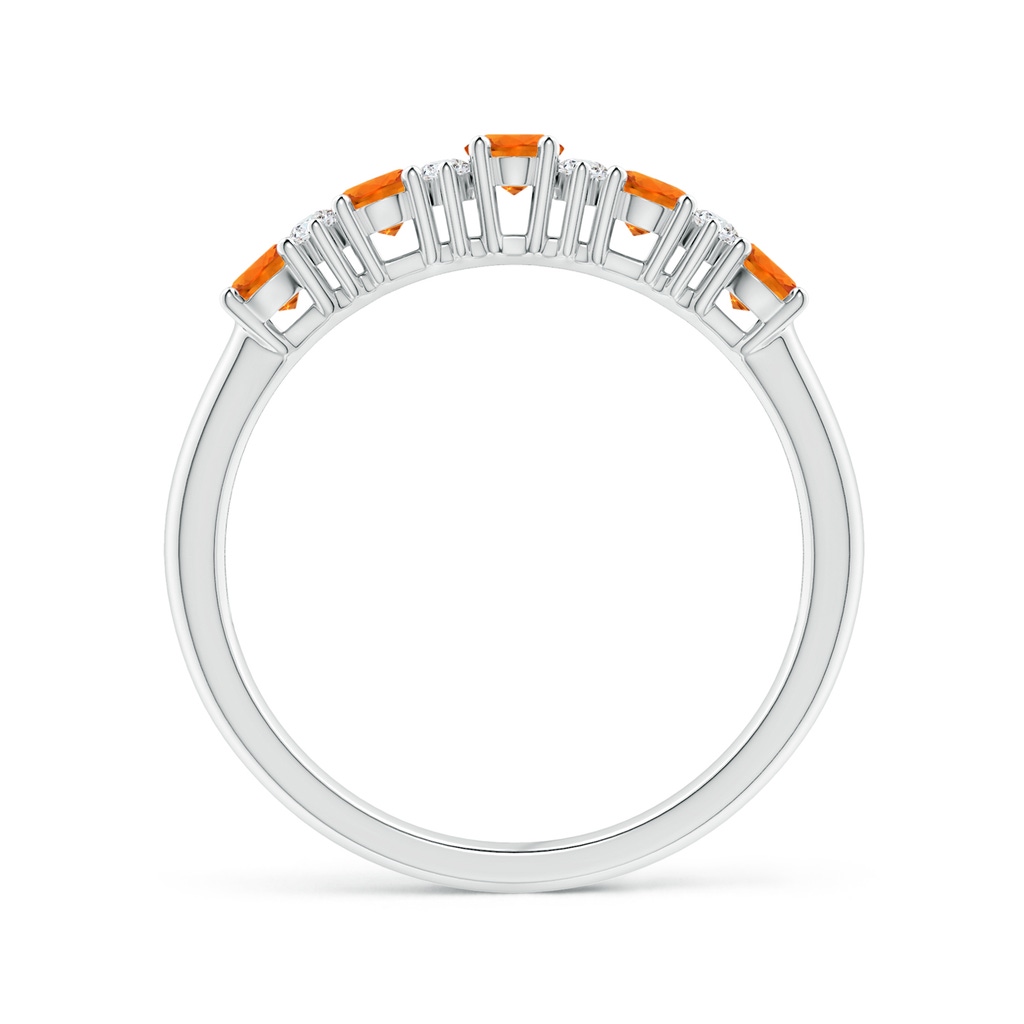 4x3mm AAAA Five Stone Orange Sapphire and Diamond Wedding Band in P950 Platinum - side_1