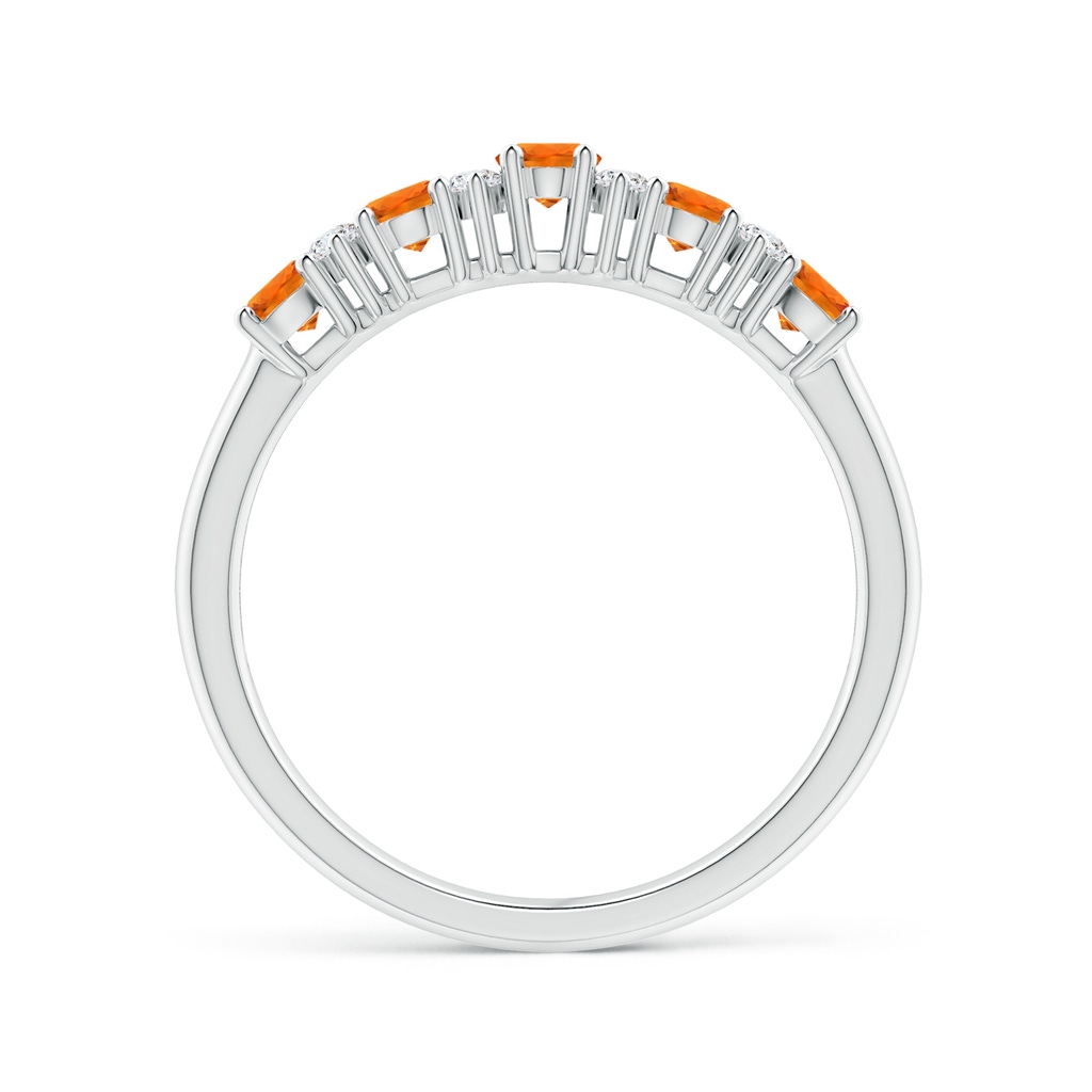 4x3mm AAAA Five Stone Orange Sapphire and Diamond Wedding Band in White Gold Side-1