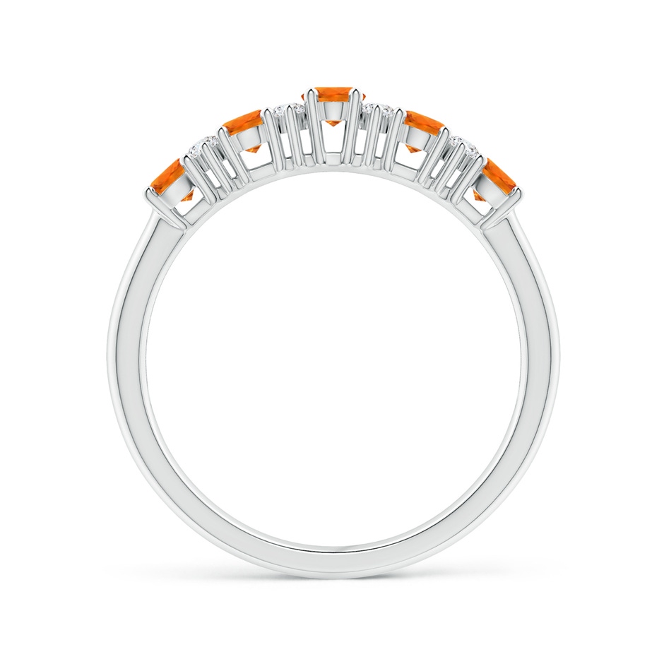 4x3mm AAAA Five Stone Orange Sapphire and Diamond Wedding Band in White Gold side-1