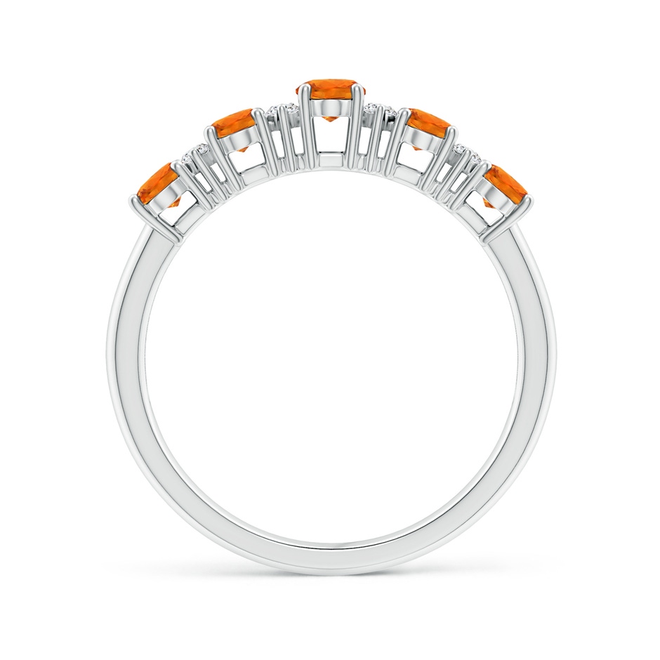 5x3mm AAAA Five Stone Orange Sapphire and Diamond Wedding Band in P950 Platinum side-1
