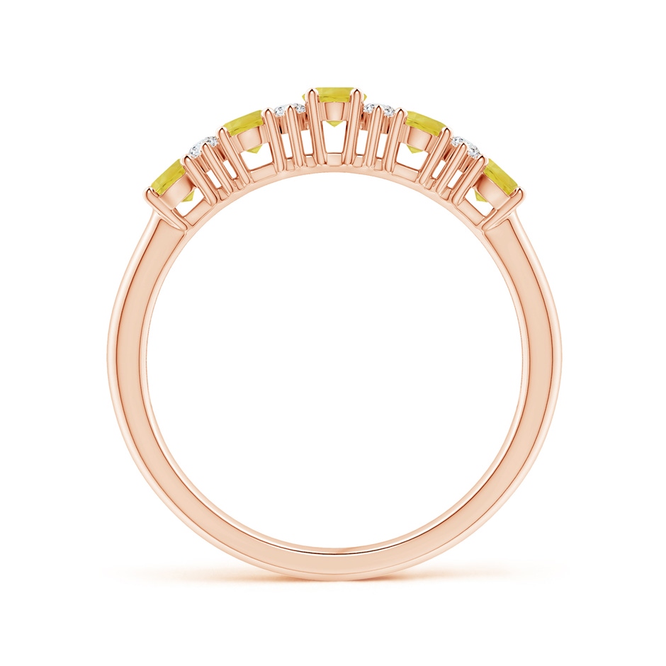 4x3mm A Five Stone Yellow Sapphire and Diamond Wedding Band in Rose Gold side-1