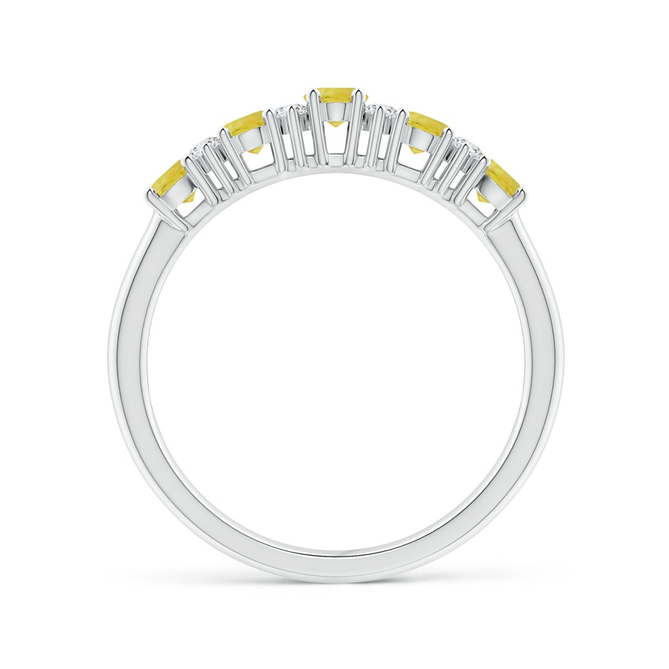 4x3mm A Five Stone Yellow Sapphire and Diamond Wedding Band in White Gold side-1