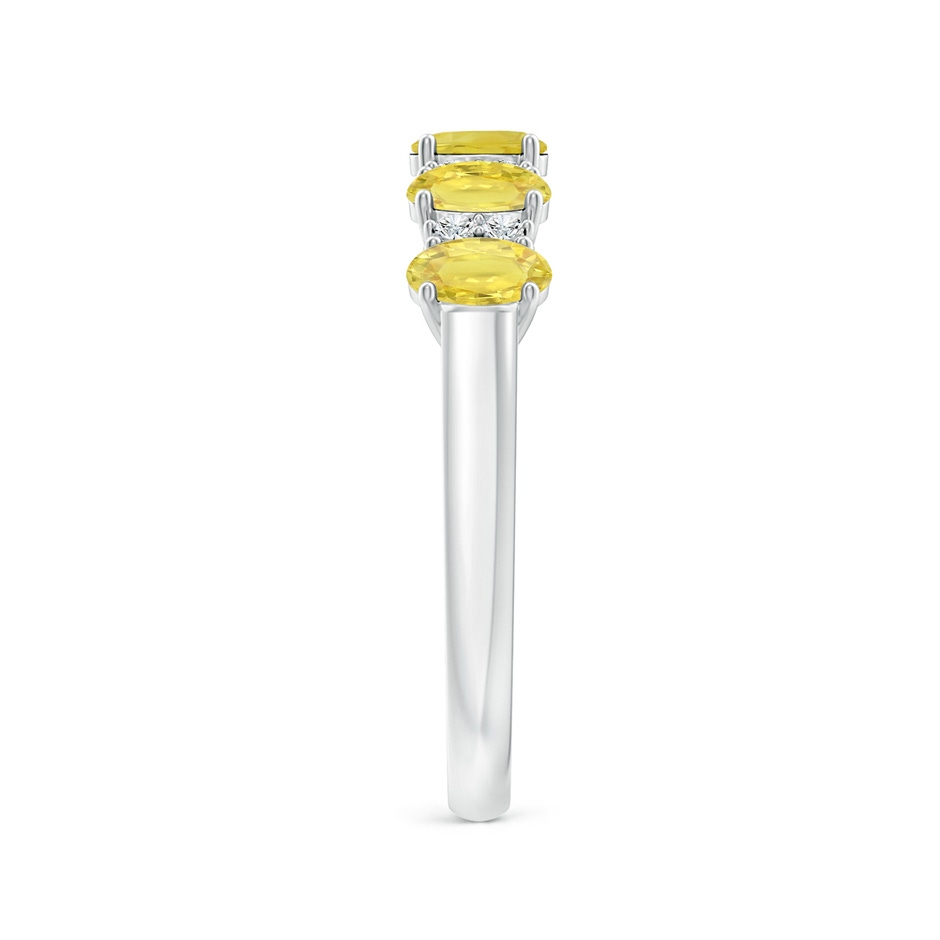 4x3mm A Five Stone Yellow Sapphire and Diamond Wedding Band in White Gold side-2