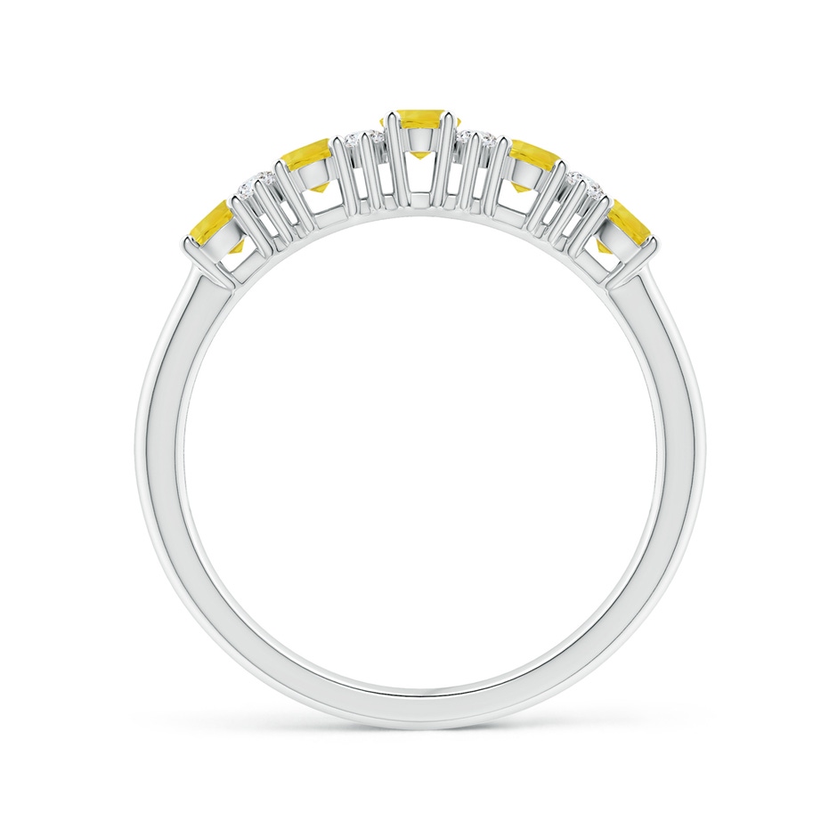 4x3mm AA Five Stone Yellow Sapphire and Diamond Wedding Band in P950 Platinum side-1