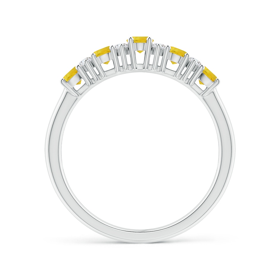 4x3mm AAA Five Stone Yellow Sapphire and Diamond Wedding Band in 10K White Gold side 1