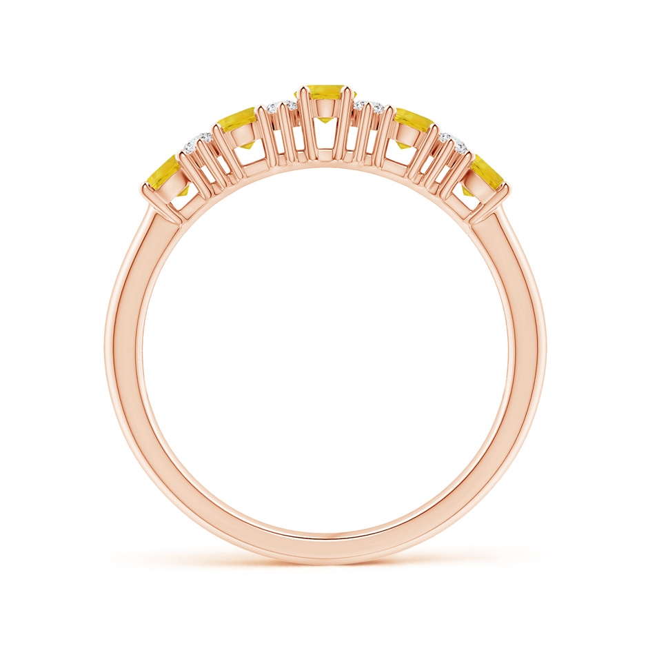 4x3mm AAA Five Stone Yellow Sapphire and Diamond Wedding Band in Rose Gold side-1