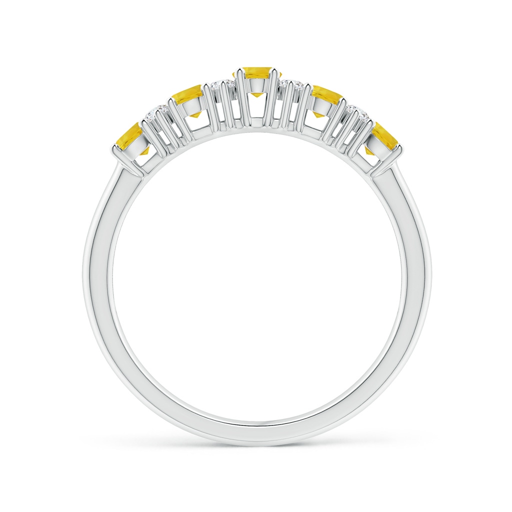 4x3mm AAA Five Stone Yellow Sapphire and Diamond Wedding Band in White Gold Side-1