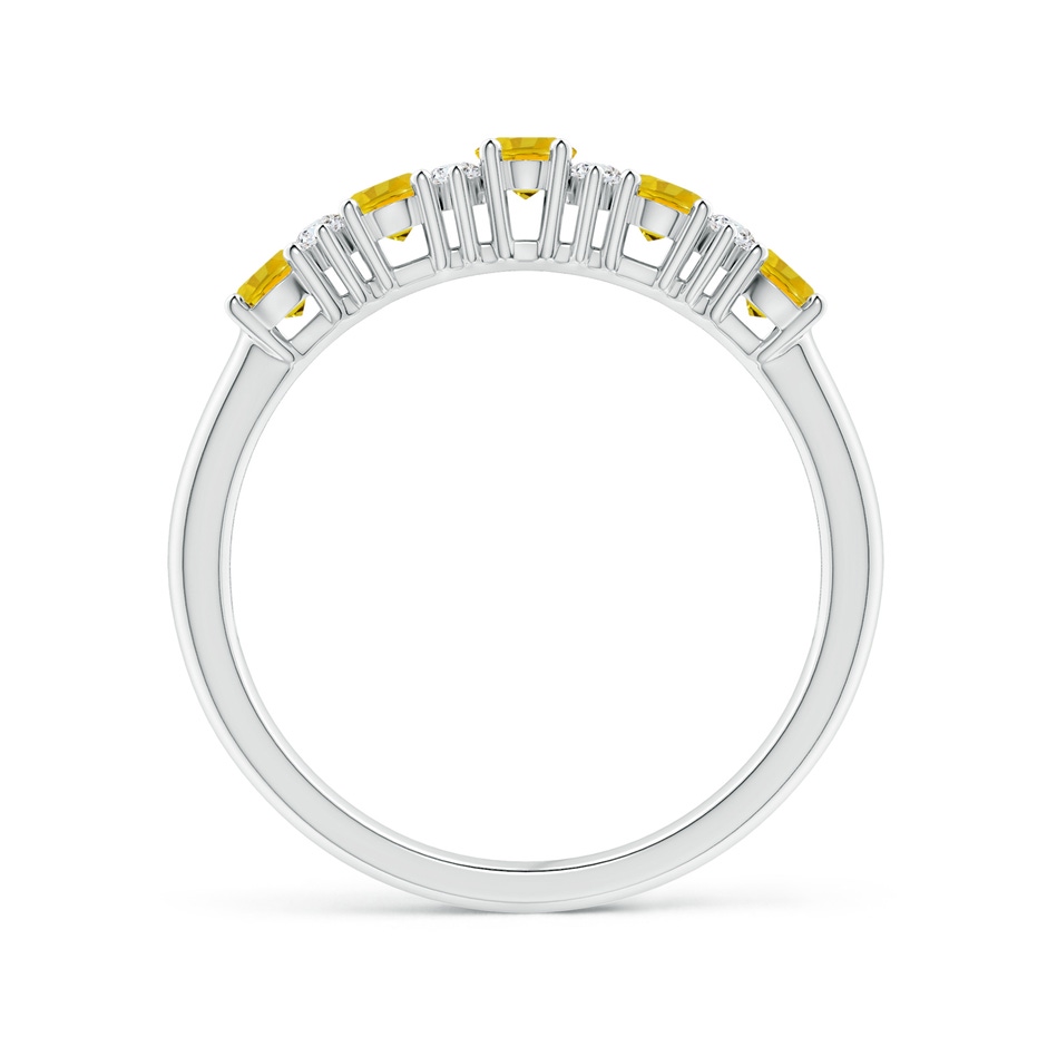 4x3mm AAAA Five Stone Yellow Sapphire and Diamond Wedding Band in P950 Platinum side-1