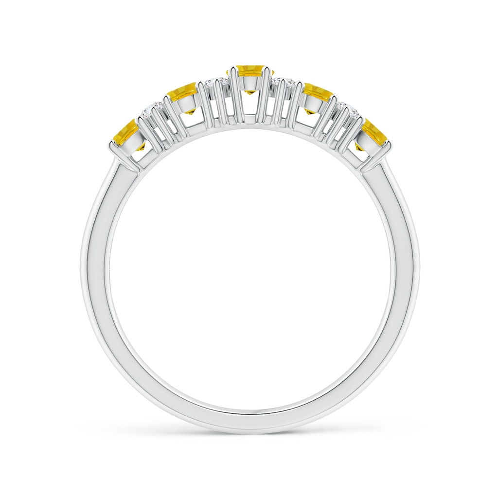 4x3mm AAAA Five Stone Yellow Sapphire and Diamond Wedding Band in White Gold - side_1