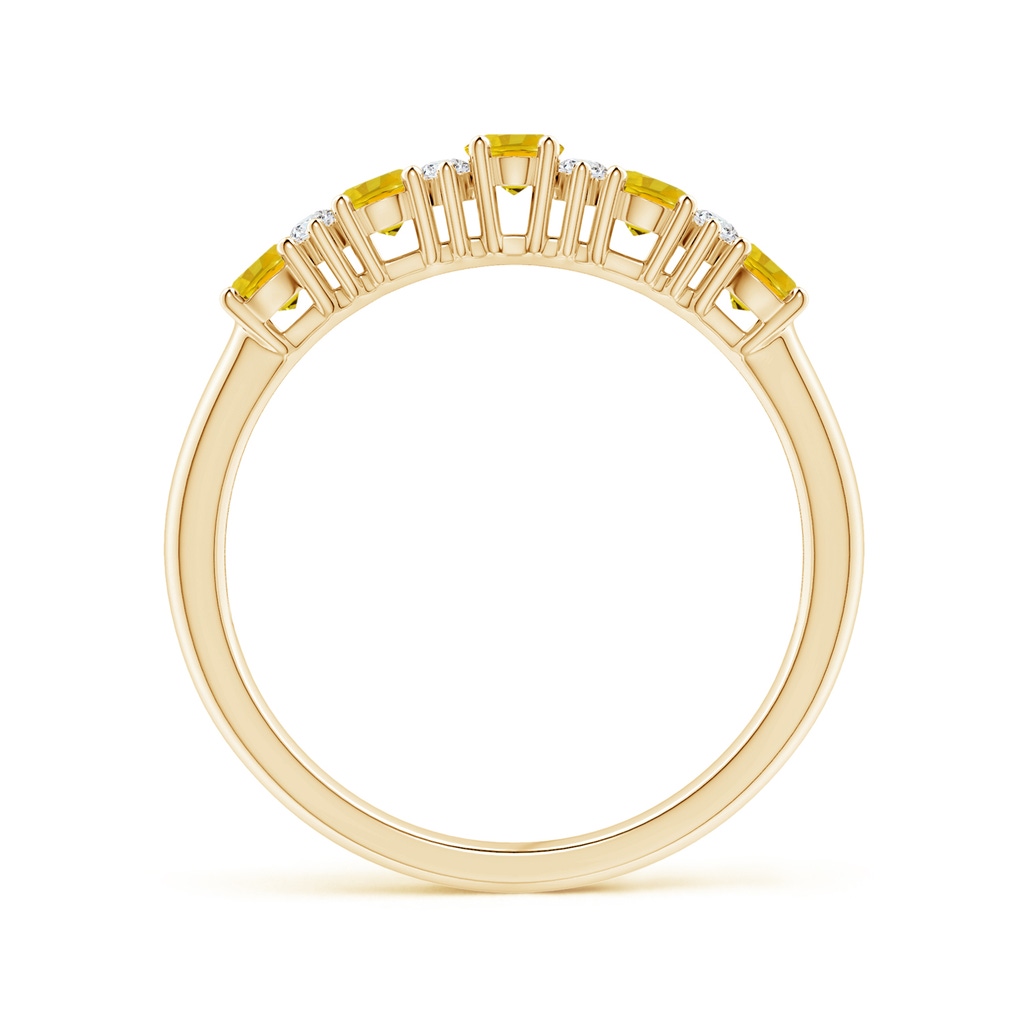4x3mm AAAA Five Stone Yellow Sapphire and Diamond Wedding Band in Yellow Gold - side_1