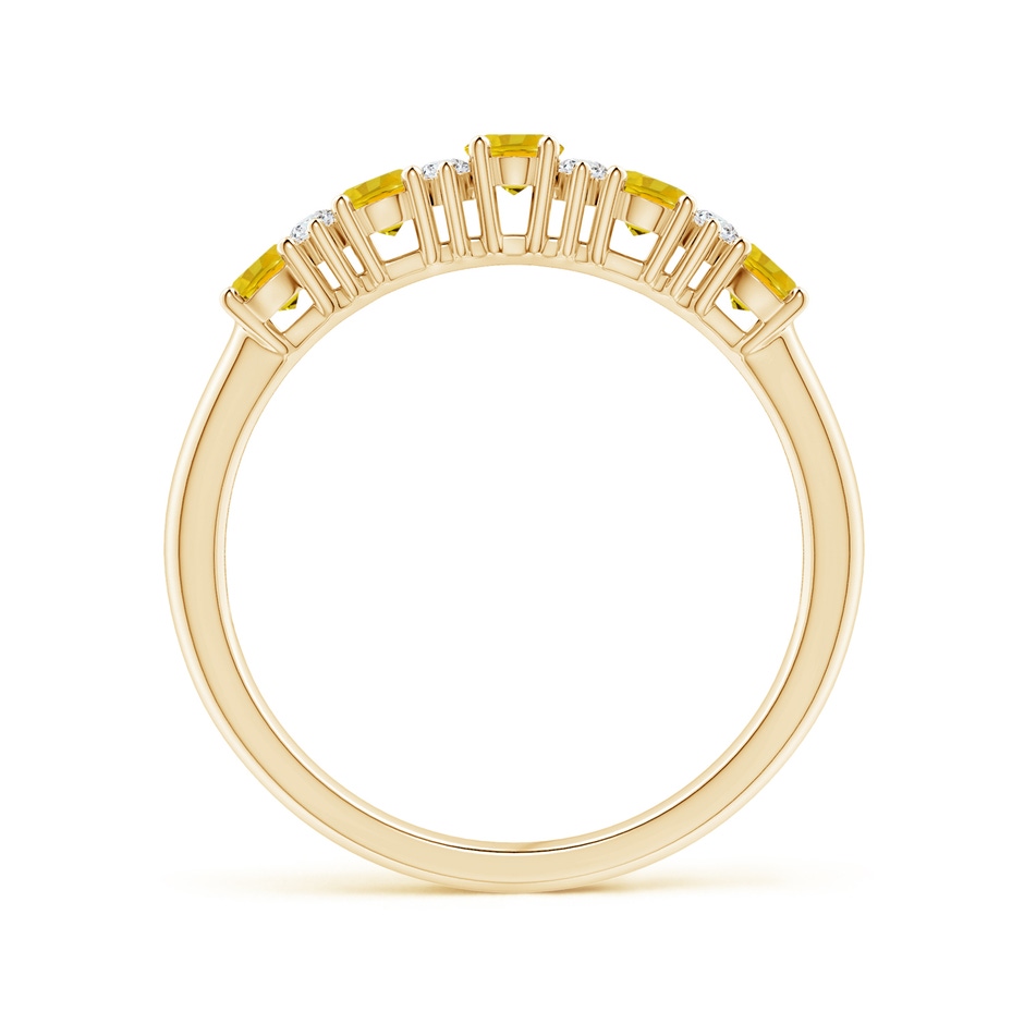 4x3mm AAAA Five Stone Yellow Sapphire and Diamond Wedding Band in Yellow Gold side-1