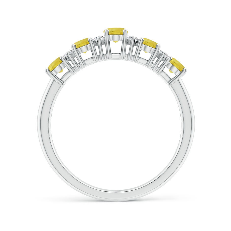 5x3mm A Five Stone Yellow Sapphire and Diamond Wedding Band in White Gold side-1