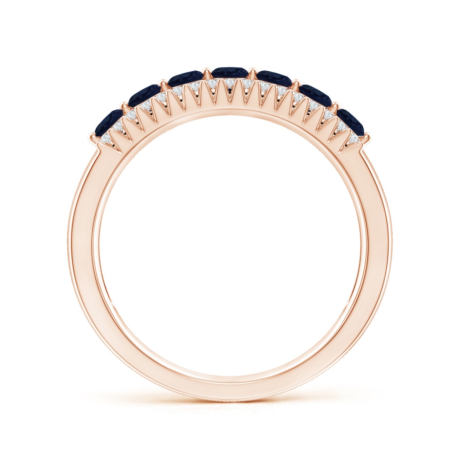 2.5mm A Floating Blue Sapphire Half Eternity Band with Diamonds in Rose Gold side-1