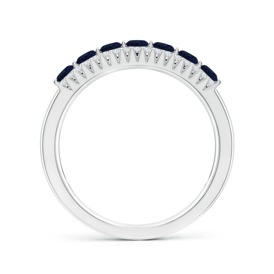 2.5mm A Floating Blue Sapphire Half Eternity Band with Diamonds in White Gold side-1