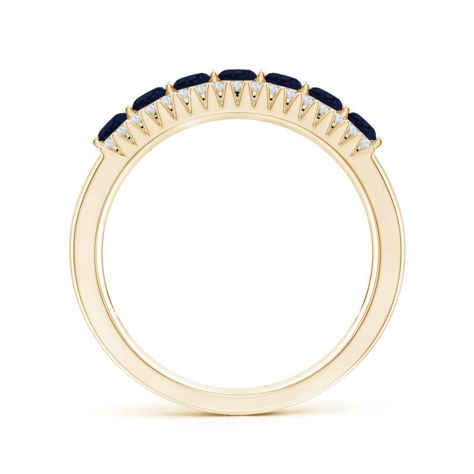 2.5mm A Floating Blue Sapphire Half Eternity Band with Diamonds in Yellow Gold side-1