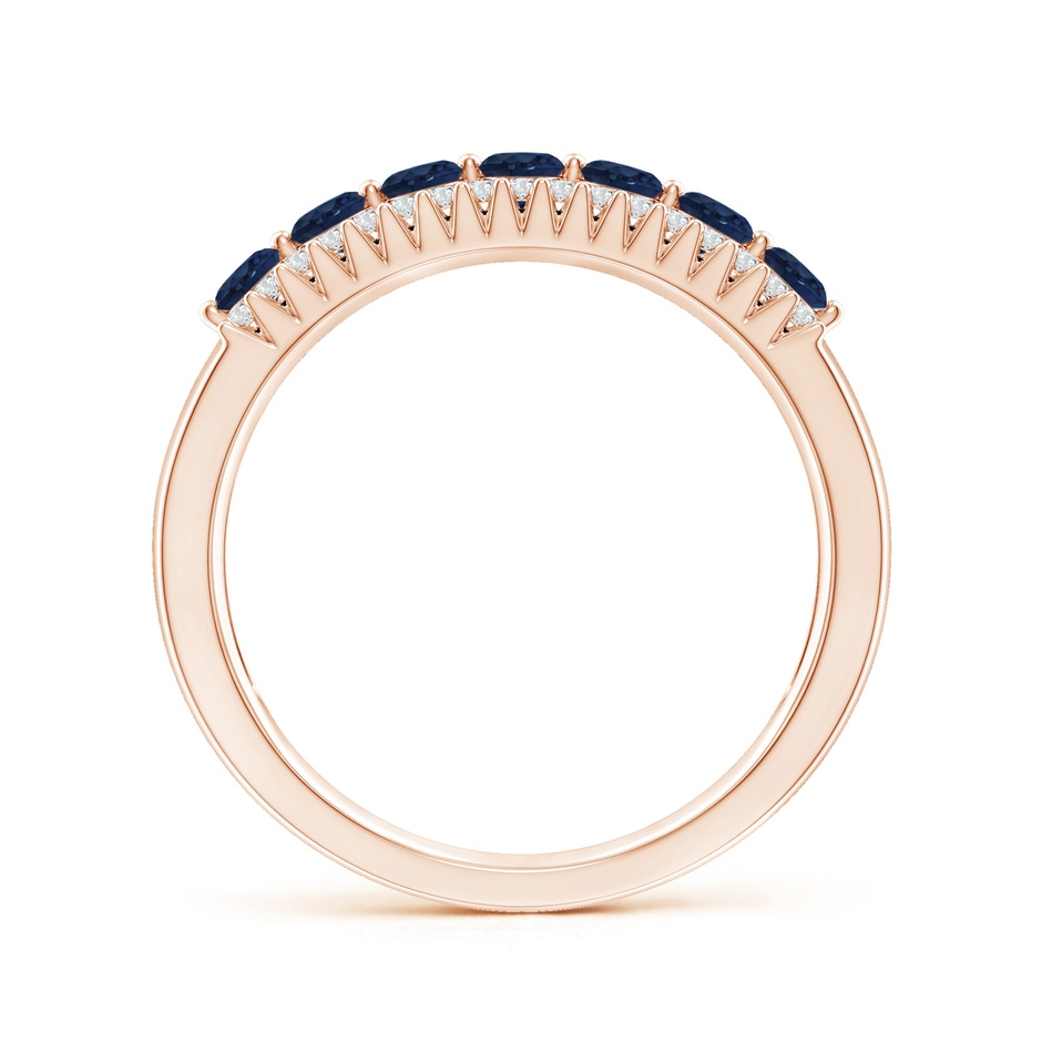 2.5mm AA Floating Blue Sapphire Half Eternity Band with Diamonds in Rose Gold side-1