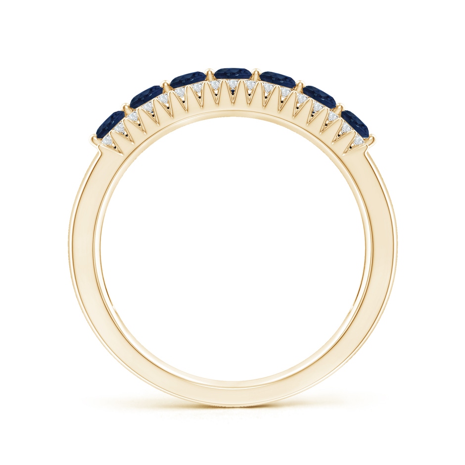 2.5mm AA Floating Blue Sapphire Half Eternity Band with Diamonds in Yellow Gold side-1