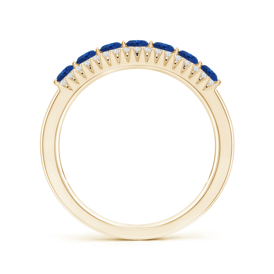2.5mm AAA Floating Blue Sapphire Half Eternity Band with Diamonds in Yellow Gold side-1