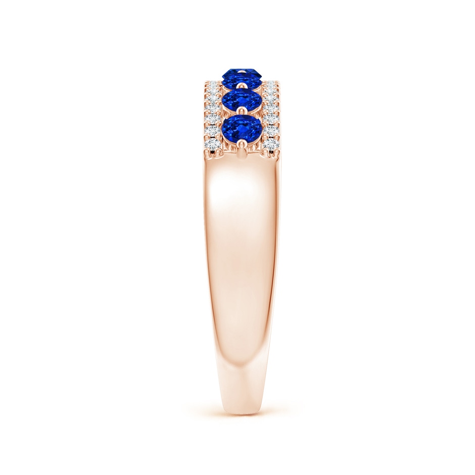 2.5mm AAAA Floating Blue Sapphire Half Eternity Band with Diamonds in Rose Gold side-2
