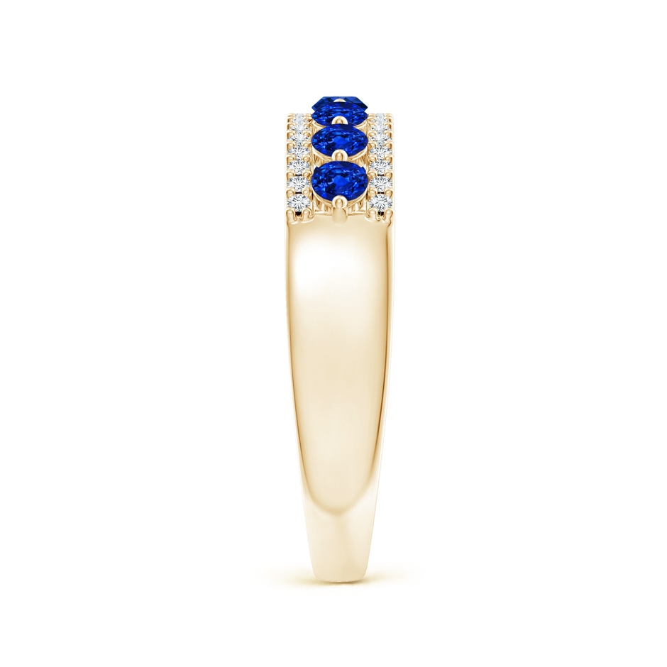 2.5mm AAAA Floating Blue Sapphire Half Eternity Band with Diamonds in Yellow Gold side-2