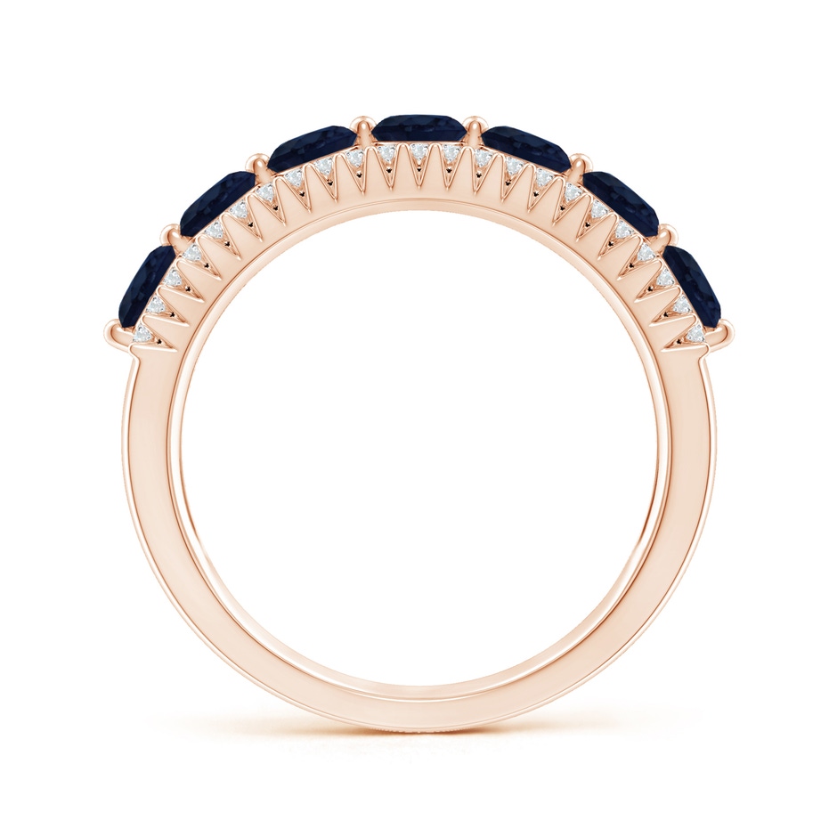 3.5mm A Floating Blue Sapphire Half Eternity Band with Diamonds in Rose Gold side-1