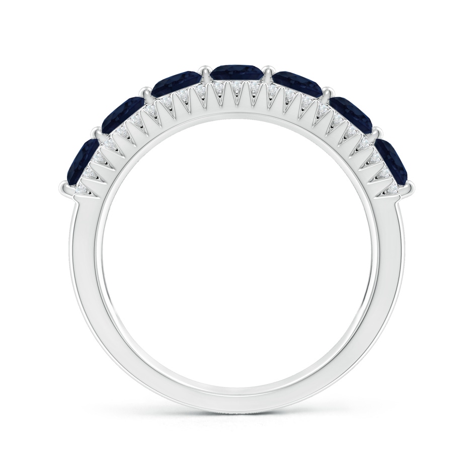 3.5mm A Floating Blue Sapphire Half Eternity Band with Diamonds in White Gold side-1