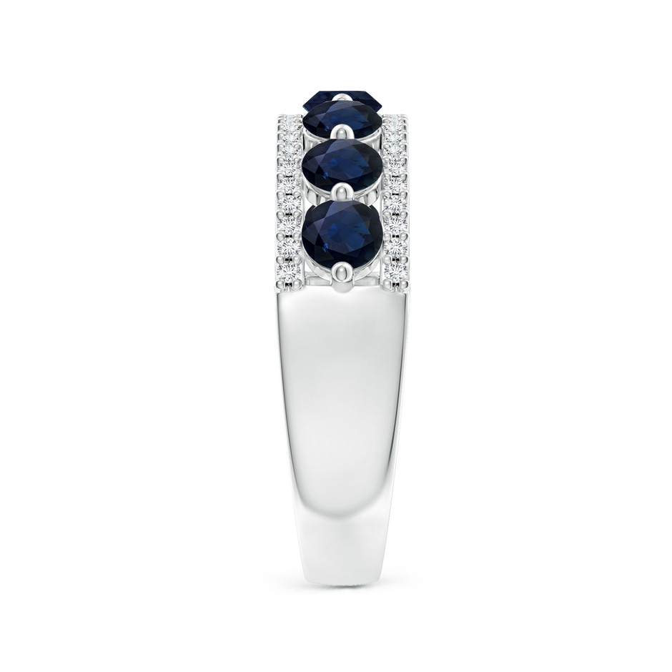 3.5mm A Floating Blue Sapphire Half Eternity Band with Diamonds in White Gold side-2