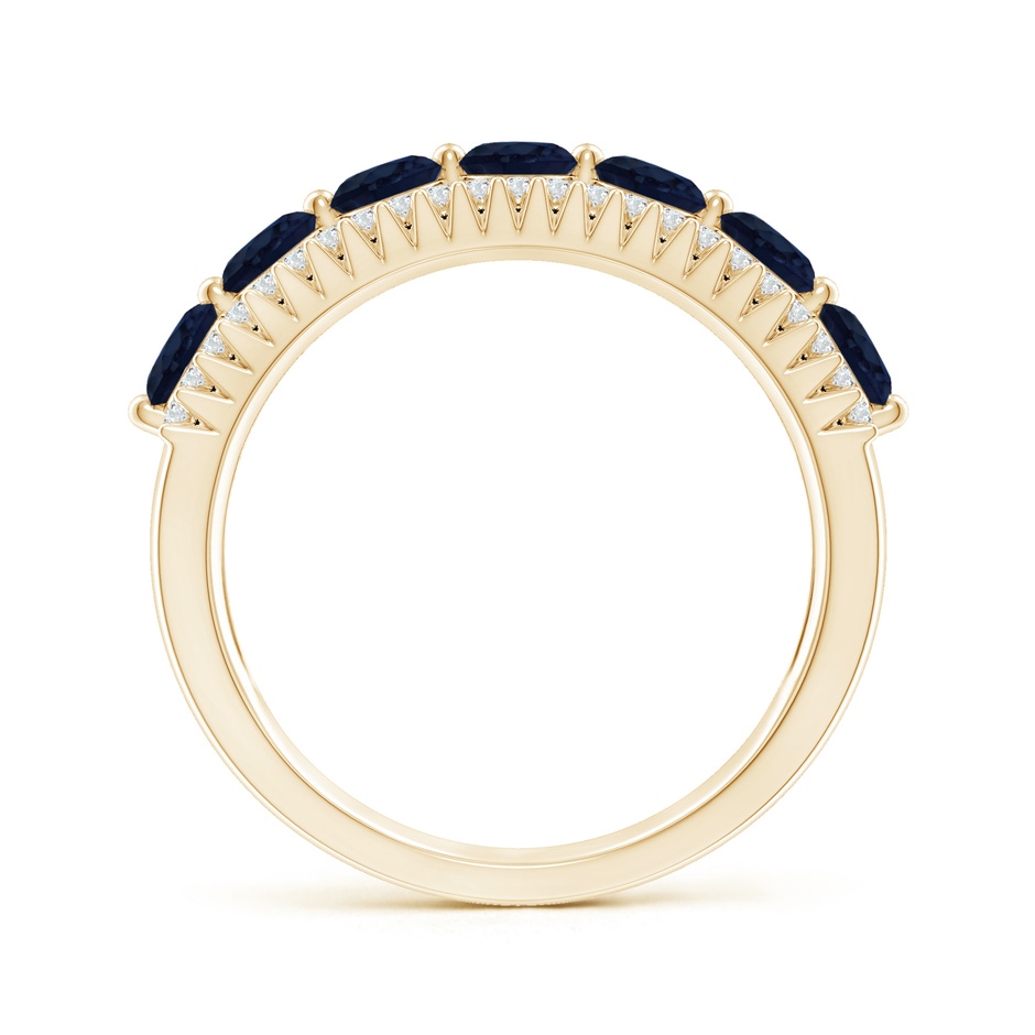 3.5mm A Floating Blue Sapphire Half Eternity Band with Diamonds in Yellow Gold side-1