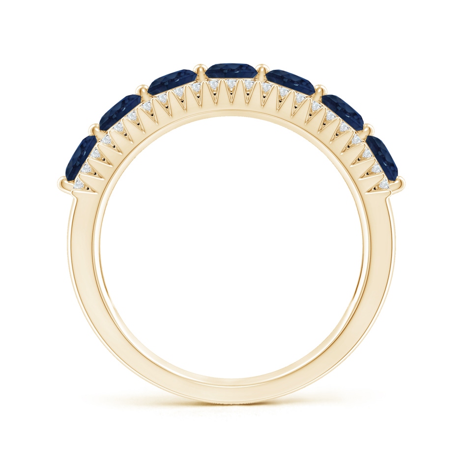 3.5mm AA Floating Blue Sapphire Half Eternity Band with Diamonds in Yellow Gold side-1