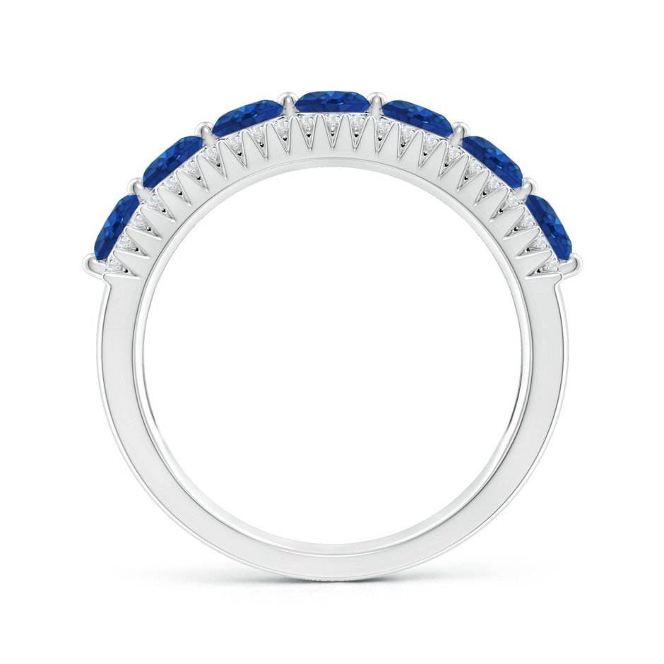 3.5mm AAA Floating Blue Sapphire Half Eternity Band with Diamonds in P950 Platinum side-1