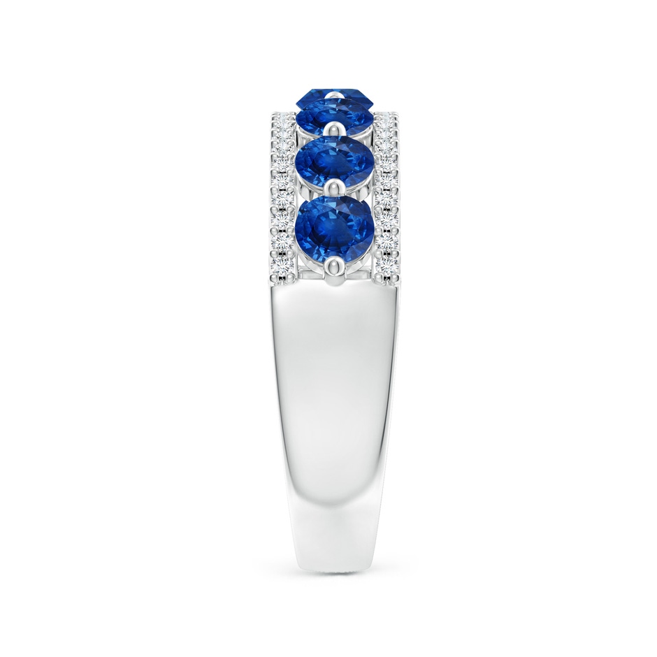 3.5mm AAA Floating Blue Sapphire Half Eternity Band with Diamonds in White Gold side-2