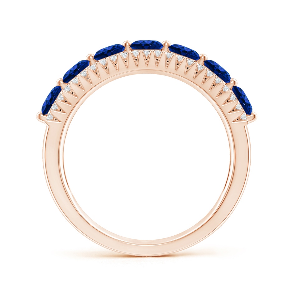 3.5mm AAAA Floating Blue Sapphire Half Eternity Band with Diamonds in Rose Gold side-1