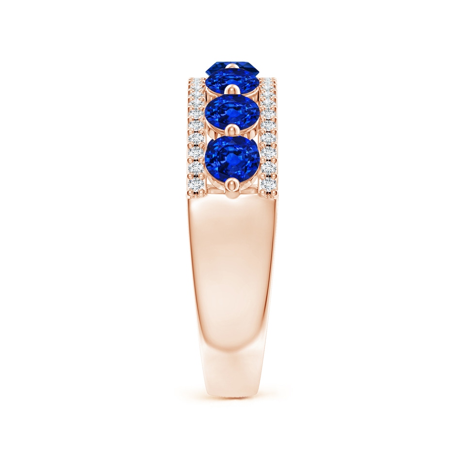 3.5mm AAAA Floating Blue Sapphire Half Eternity Band with Diamonds in Rose Gold side-2