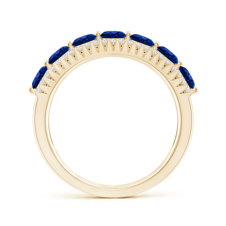 3.5mm AAAA Floating Blue Sapphire Half Eternity Band with Diamonds in Yellow Gold side-1
