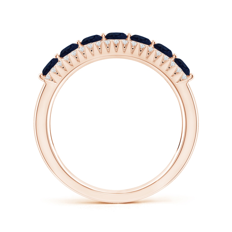 3mm A Floating Blue Sapphire Half Eternity Band with Diamonds in Rose Gold side-1