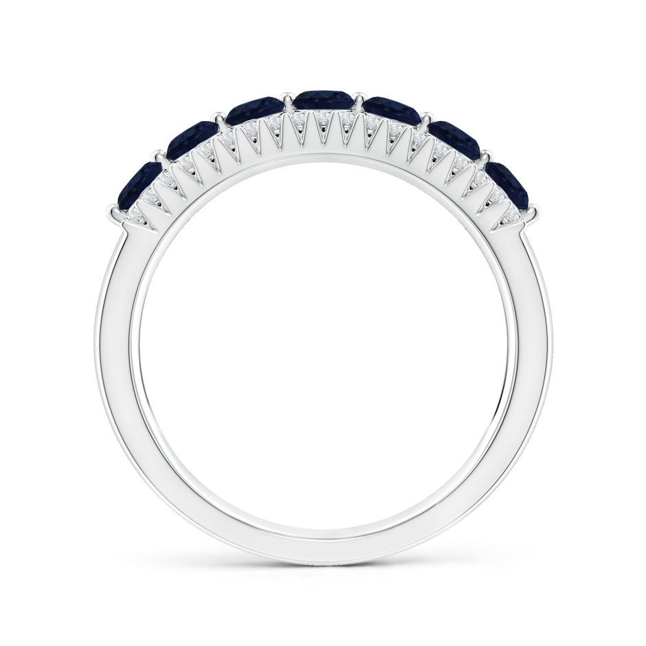 3mm A Floating Blue Sapphire Half Eternity Band with Diamonds in White Gold side-1