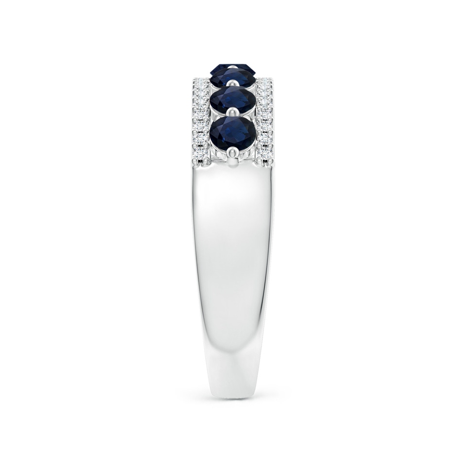 3mm A Floating Blue Sapphire Half Eternity Band with Diamonds in White Gold side-2
