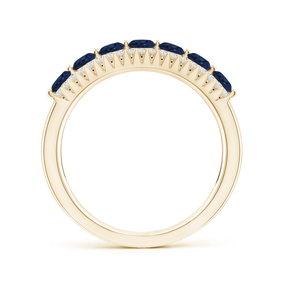 3mm AA Floating Blue Sapphire Half Eternity Band with Diamonds in Yellow Gold side-1